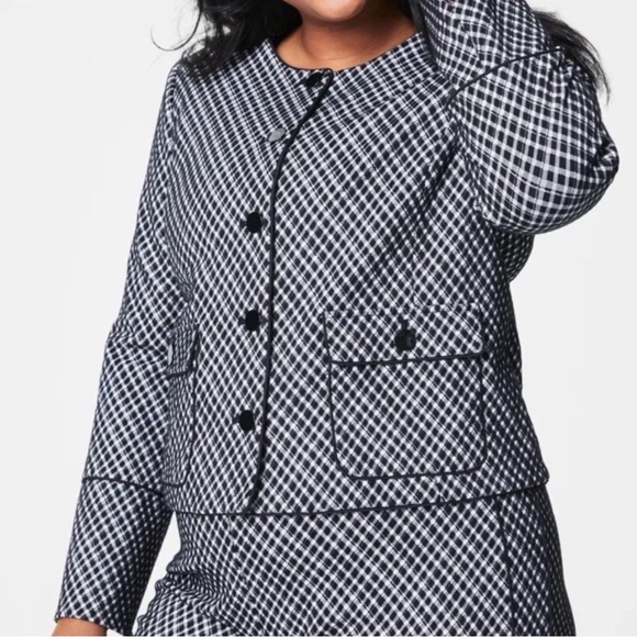 SPANX Jackets & Blazers - SPANX Women’s Ponte Lady Jacquard Jacket Black Plaid Sz XL NWT